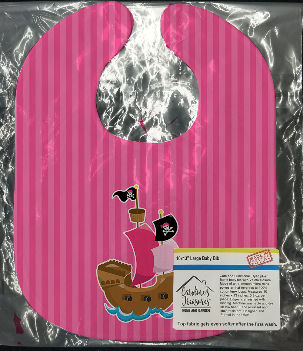 Pirate Ship Pink Baby Bib Easy-Clean Baby Bib Baby Feeding Accessory Baby Mealtime Essential, 10 x 13, Multicolor