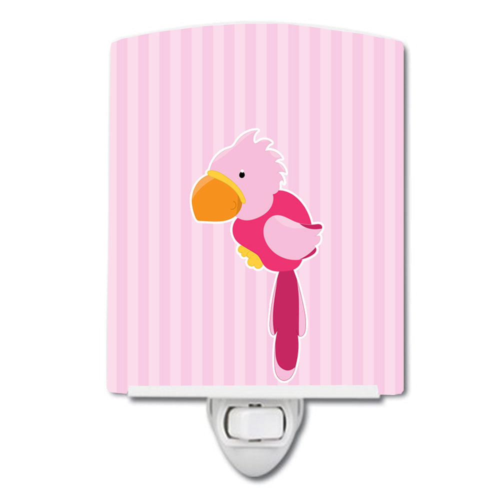 Pirate Parrot Pink Ceramic Night Light Compact, UL-Certified, Ideal for Bedroom, Bathroom, Nursery, Hallway, Kitchen, 6x4x3, Multicolor