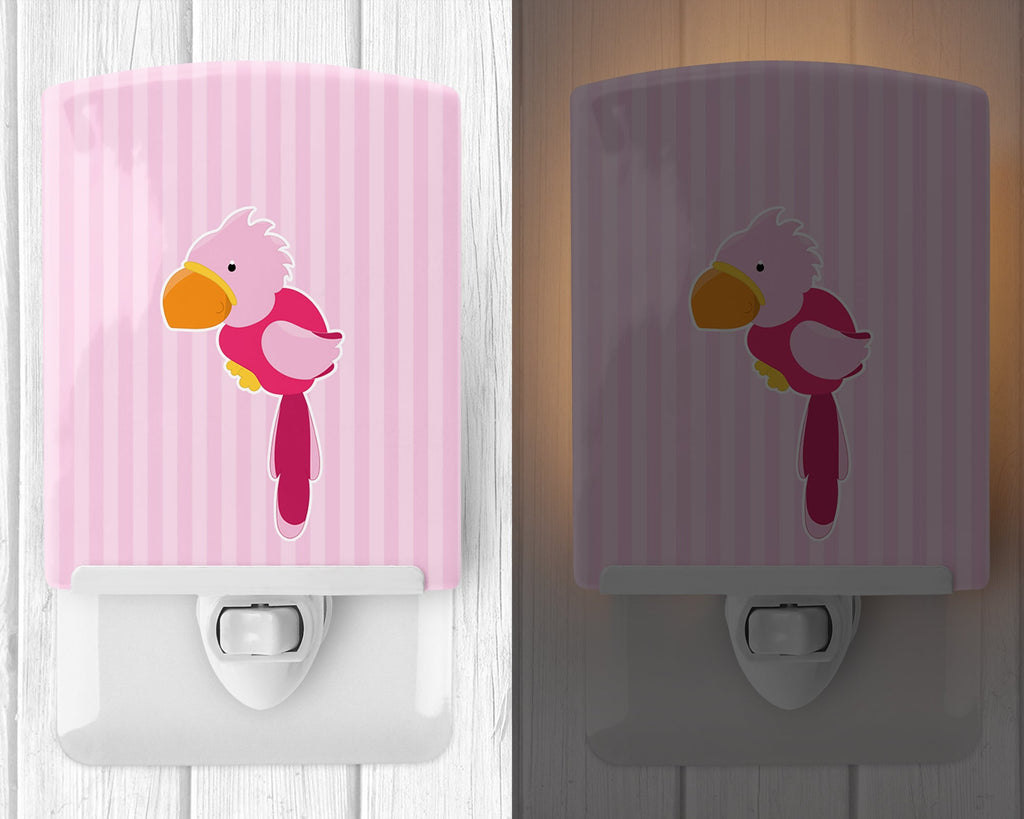 Pirate Parrot Pink Ceramic Night Light Compact, UL-Certified, Ideal for Bedroom, Bathroom, Nursery, Hallway, Kitchen, 6x4x3, Multicolor