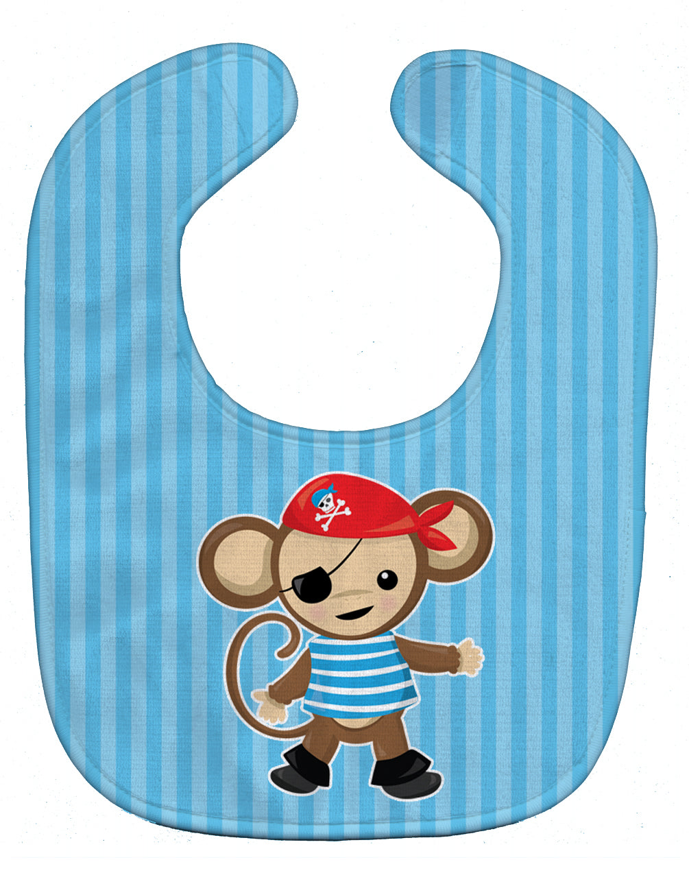 Pirate Monkey Blue Baby Bib Easy-Clean Baby Bib Baby Feeding Accessory Baby Mealtime Essential, 10 x 13, Multicolor