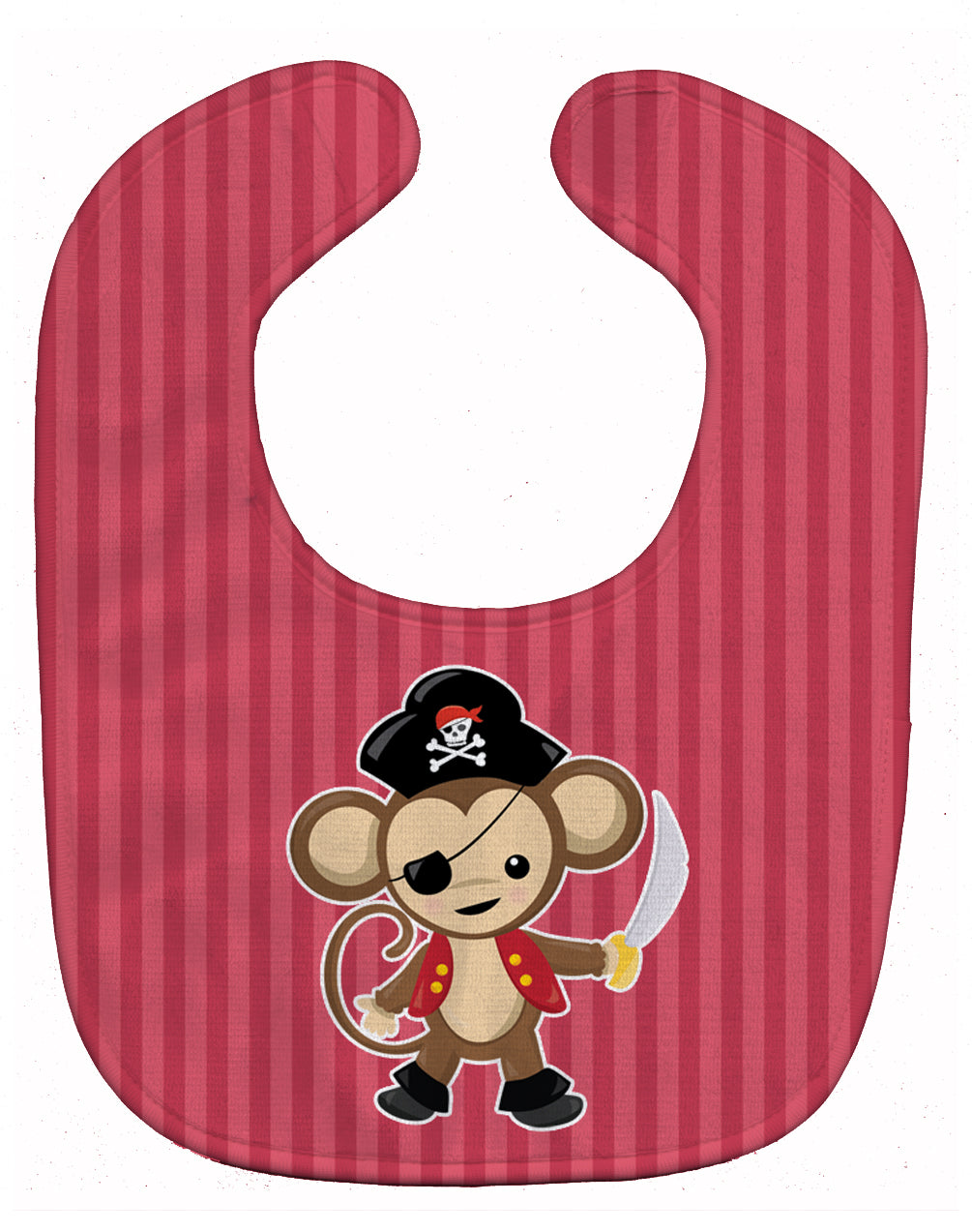 Pirate Monkey Red Baby Bib Easy-Clean Baby Bib Baby Feeding Accessory Baby Mealtime Essential, 10 x 13, Multicolor
