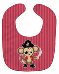 Pirate Monkey Red Baby Bib Easy-Clean Baby Bib Baby Feeding Accessory Baby Mealtime Essential, 10 x 13, Multicolor