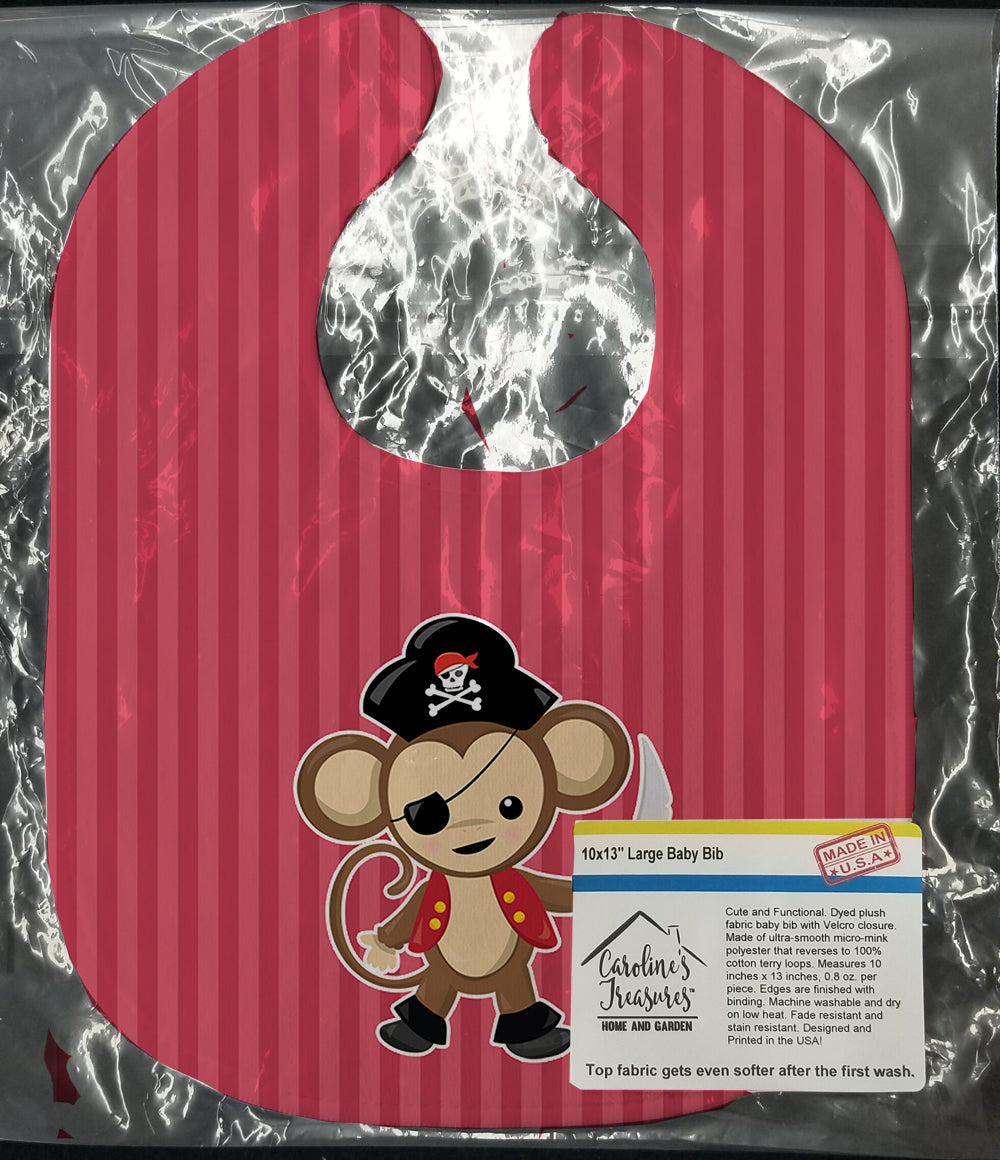 Pirate Monkey Red Baby Bib Easy-Clean Baby Bib Baby Feeding Accessory Baby Mealtime Essential, 10 x 13, Multicolor