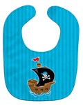 Pirate Ship blue #2 Baby Bib Easy-Clean Baby Bib Baby Feeding Accessory Baby Mealtime Essential, 10 x 13, Multicolor