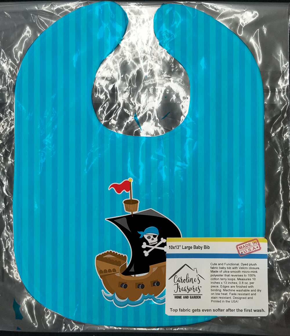 Pirate Ship blue #2 Baby Bib Easy-Clean Baby Bib Baby Feeding Accessory Baby Mealtime Essential, 10 x 13, Multicolor