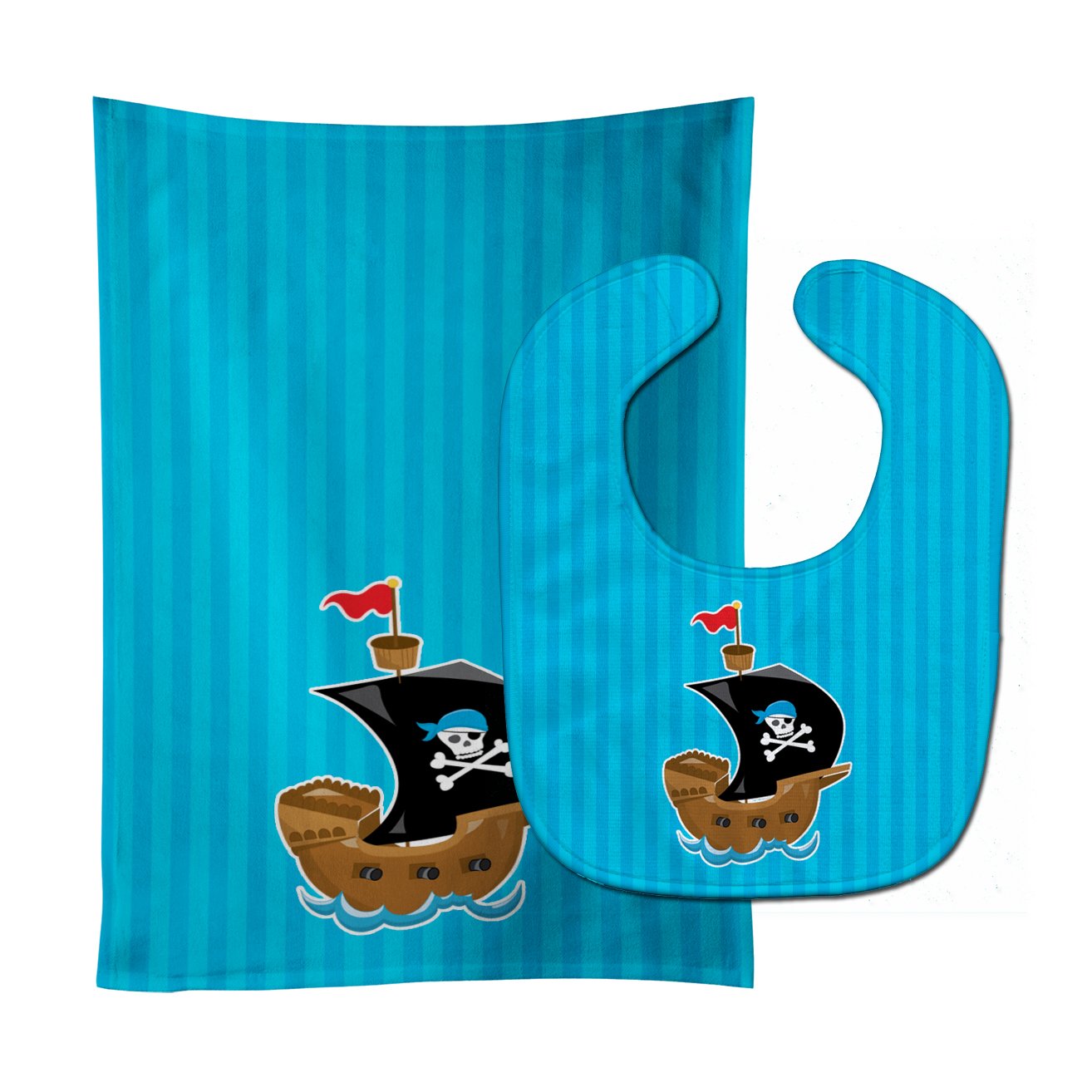 Pirate Ship blue #2 Baby Bib & Burp Cloth Easy-Clean Baby Bib Baby Feeding Accessory Baby Mealtime Essential