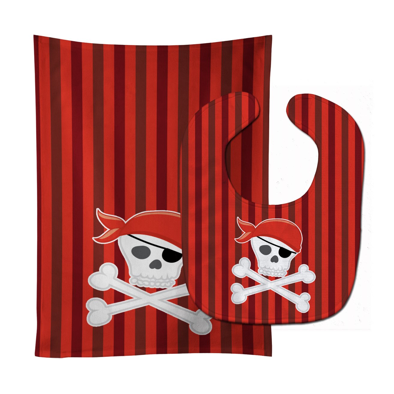 Pirate Skull and Cross Bones Baby Bib & Burp Cloth Easy-Clean Baby Bib Baby Feeding Accessory Baby Mealtime Essential