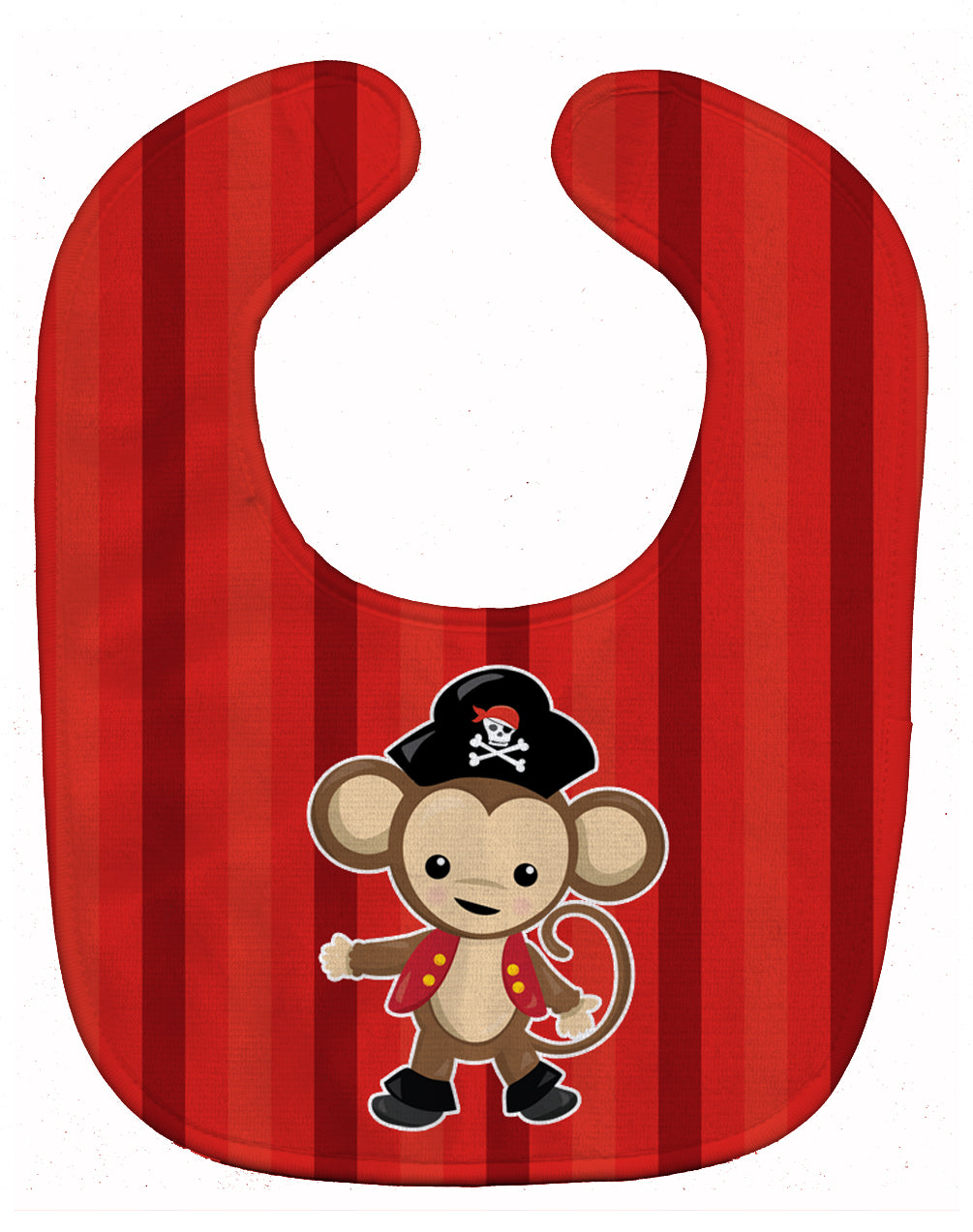 Pirate Monkey Red #2 Baby Bib Easy-Clean Baby Bib Baby Feeding Accessory Baby Mealtime Essential, 10 x 13, Multicolor