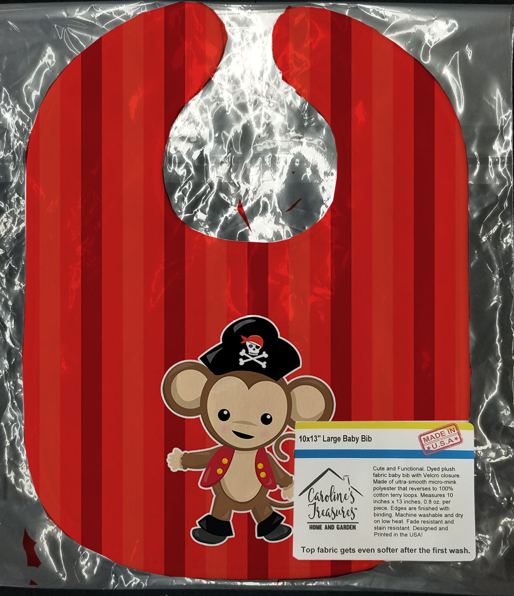 Pirate Monkey Red #2 Baby Bib Easy-Clean Baby Bib Baby Feeding Accessory Baby Mealtime Essential, 10 x 13, Multicolor