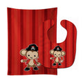 Pirate Monkey Red #2 Baby Bib & Burp Cloth Easy-Clean Baby Bib Baby Feeding Accessory Baby Mealtime Essential