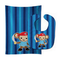 Pirate Monkey Blue #2 Baby Bib & Burp Cloth Easy-Clean Baby Bib Baby Feeding Accessory Baby Mealtime Essential