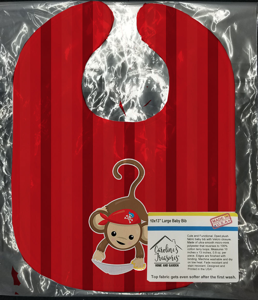 Pirate Monkey Red #3 Baby Bib Easy-Clean Baby Bib Baby Feeding Accessory Baby Mealtime Essential, 10 x 13, Multicolor