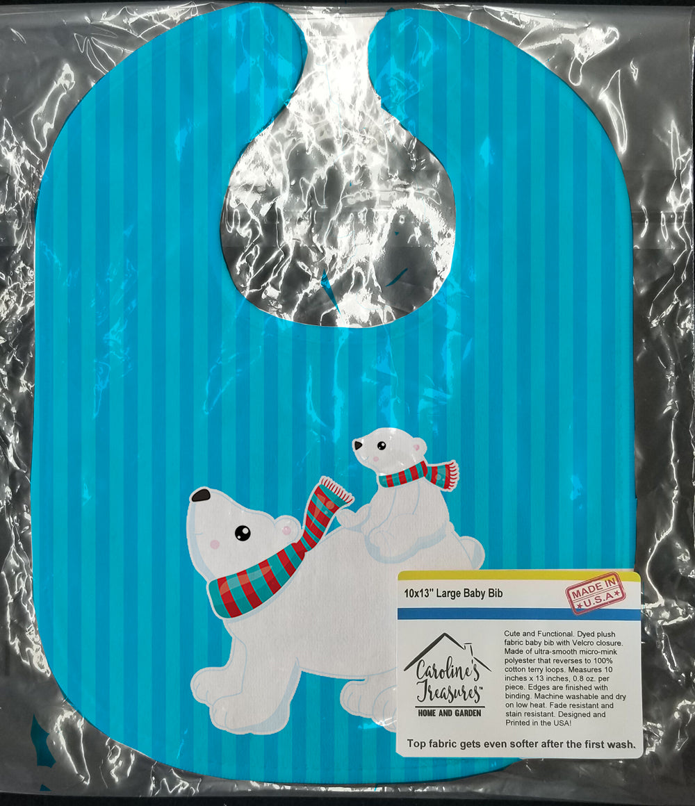 Polar Bears #6 Baby Bib Easy-Clean Baby Bib Baby Feeding Accessory Baby Mealtime Essential, 10 x 13, Multicolor