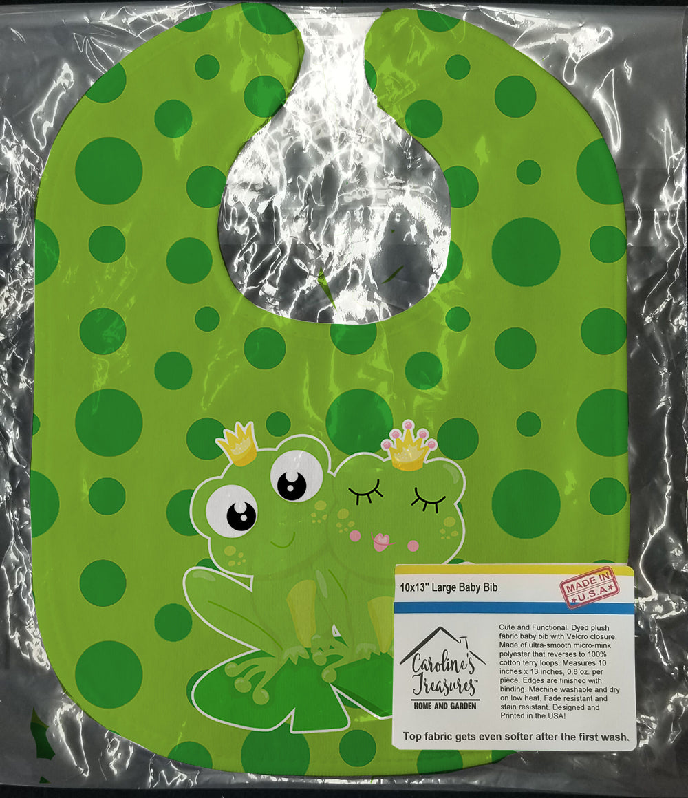 Frog Prince and Princess Baby Bib Easy-Clean Baby Bib Baby Feeding Accessory Baby Mealtime Essential, 10 x 13, Multicolor