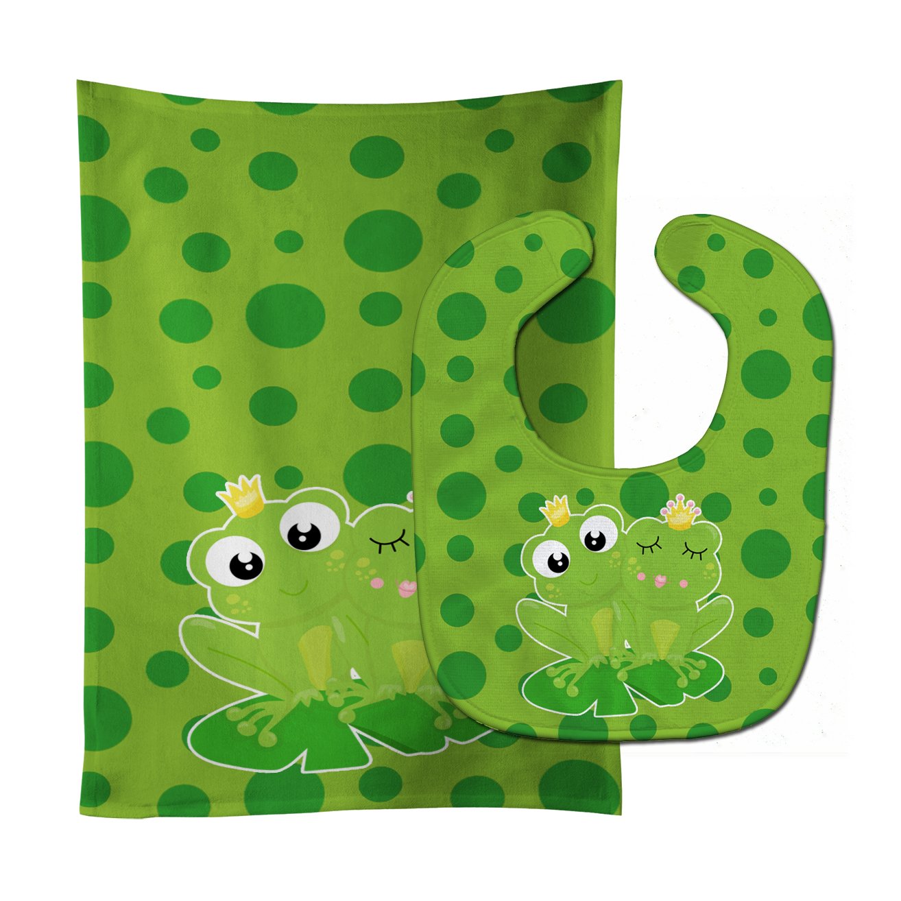 Frog Prince and Princess Baby Bib & Burp Cloth Easy-Clean Baby Bib Baby Feeding Accessory Baby Mealtime Essential