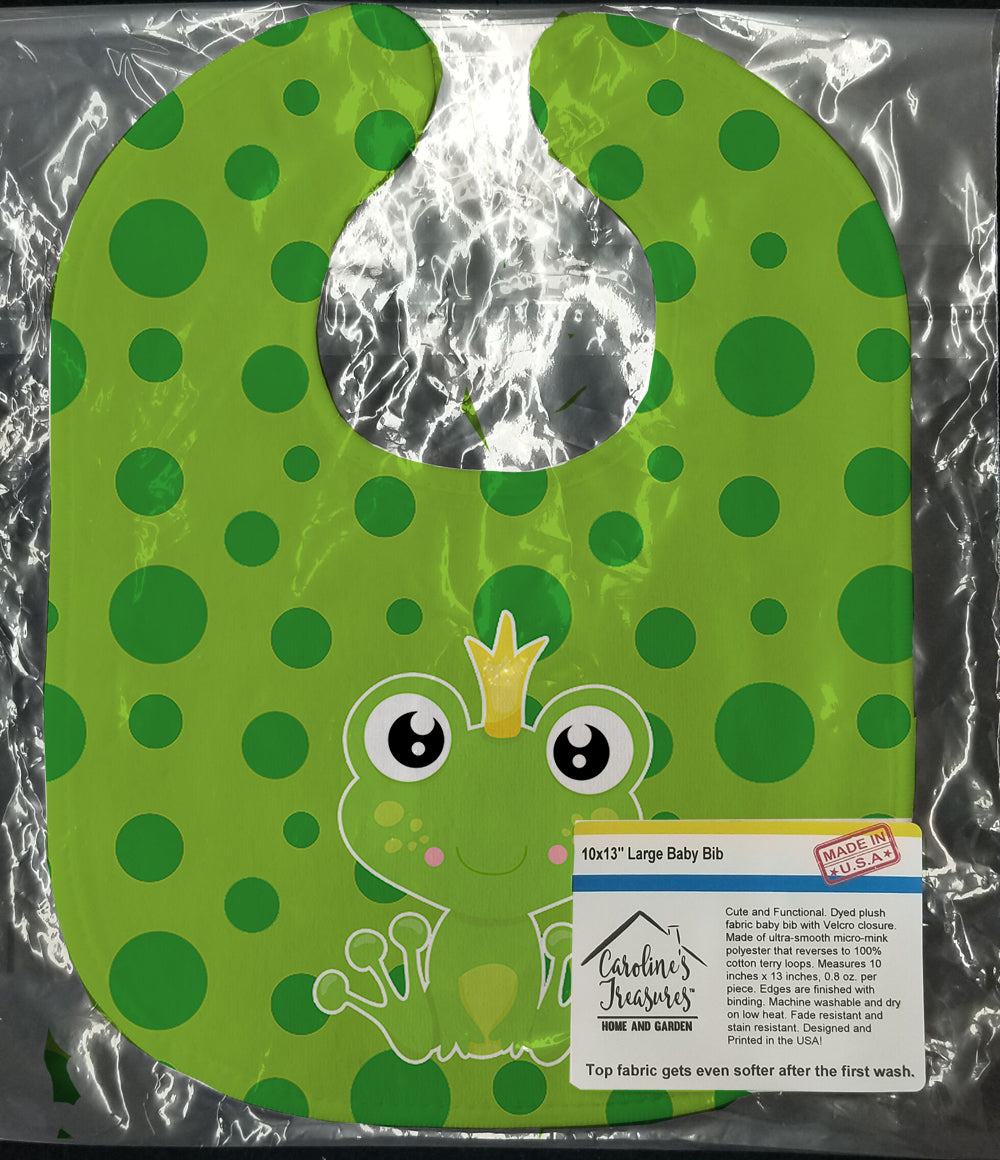 Frog Prince #2 Baby Bib Easy-Clean Baby Bib Baby Feeding Accessory Baby Mealtime Essential, 10 x 13, Multicolor