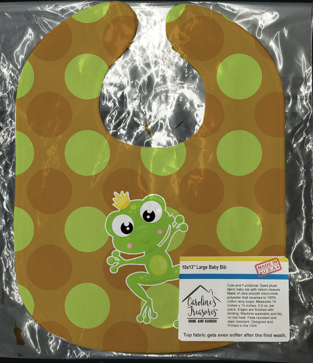 Frog Prince #5 Baby Bib Easy-Clean Baby Bib Baby Feeding Accessory Baby Mealtime Essential, 10 x 13, Multicolor