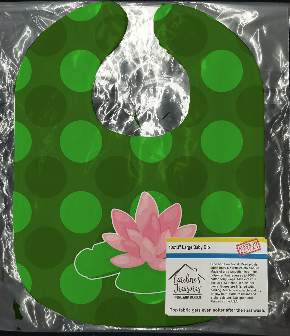 Frog Lily Pad Baby Bib Easy-Clean Baby Bib Baby Feeding Accessory Baby Mealtime Essential, 10 x 13, Multicolor
