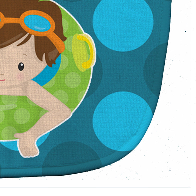 Summer Pool Boy in Tube Brunette Baby Bib Easy-Clean Baby Bib Baby Feeding Accessory Baby Mealtime Essential, 10 x 13, Multicolor