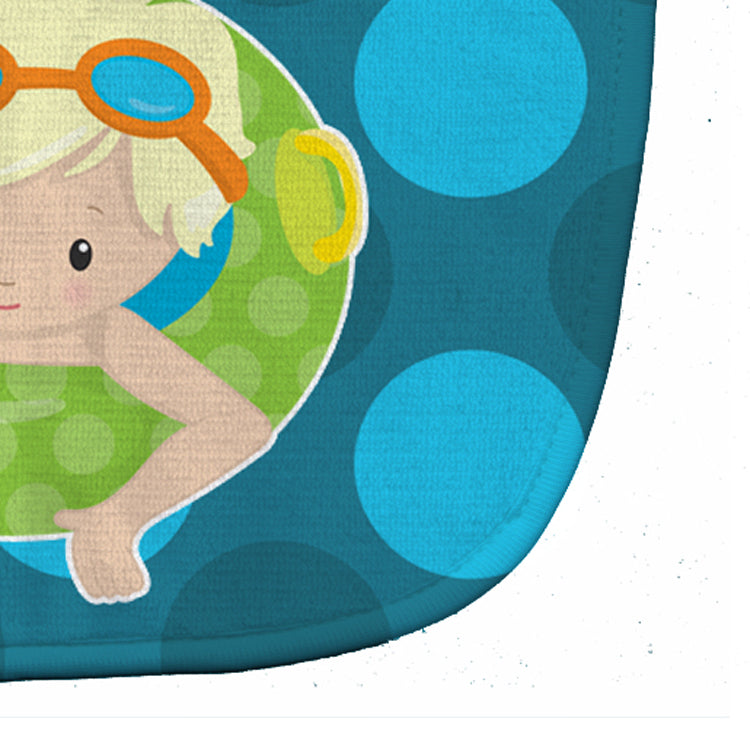 Summer Pool Boy in Tube Blonde Baby Bib Easy-Clean Baby Bib Baby Feeding Accessory Baby Mealtime Essential, 10 x 13, Multicolor