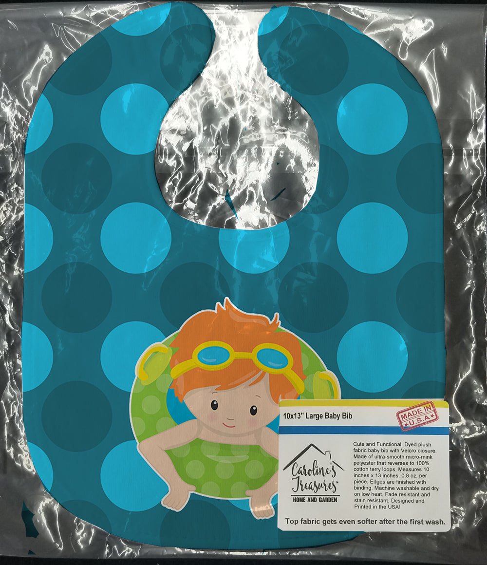 Summer Pool Boy in Tube Ginger Baby Bib Easy-Clean Baby Bib Baby Feeding Accessory Baby Mealtime Essential, 10 x 13, Multicolor