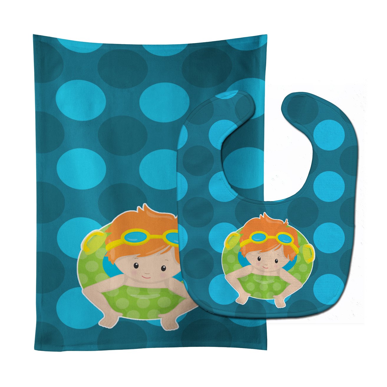 Summer Pool Boy in Tube Ginger Baby Bib & Burp Cloth Easy-Clean Baby Bib Baby Feeding Accessory Baby Mealtime Essential