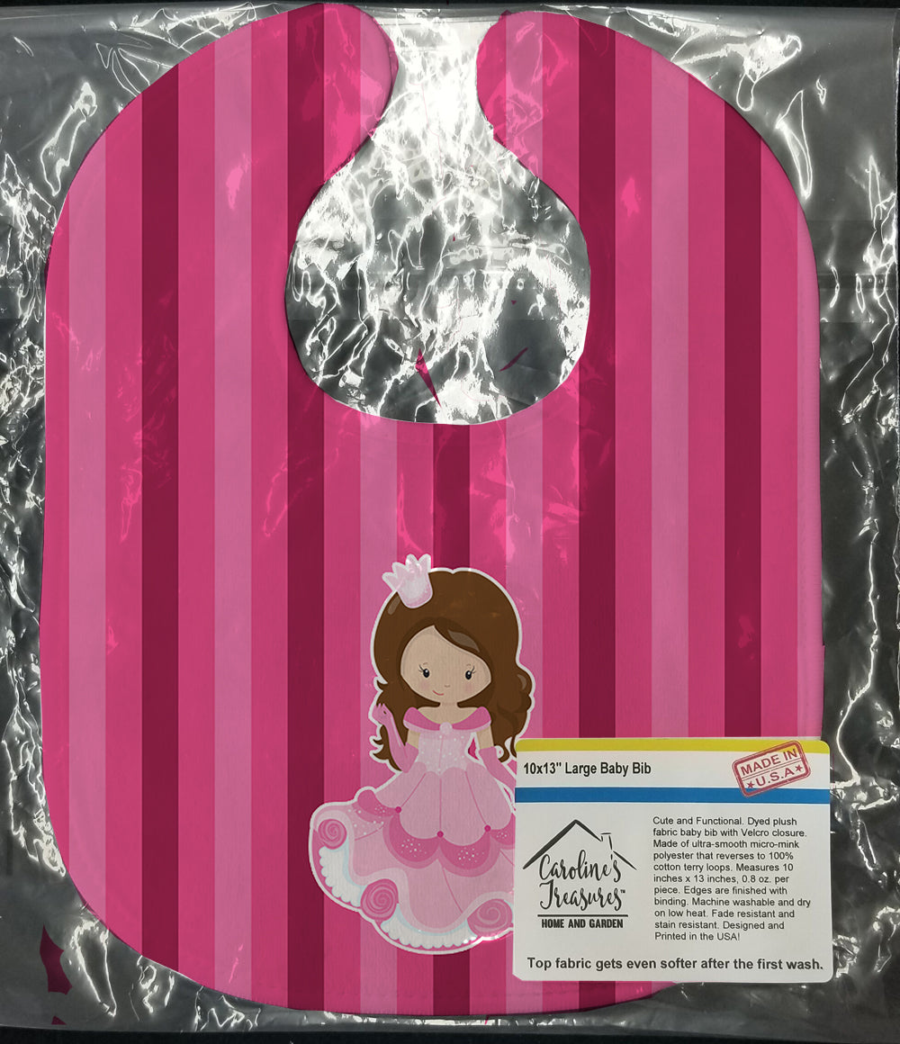 Princess Brunette Baby Bib Easy-Clean Baby Bib Baby Feeding Accessory Baby Mealtime Essential, 10 x 13, Multicolor