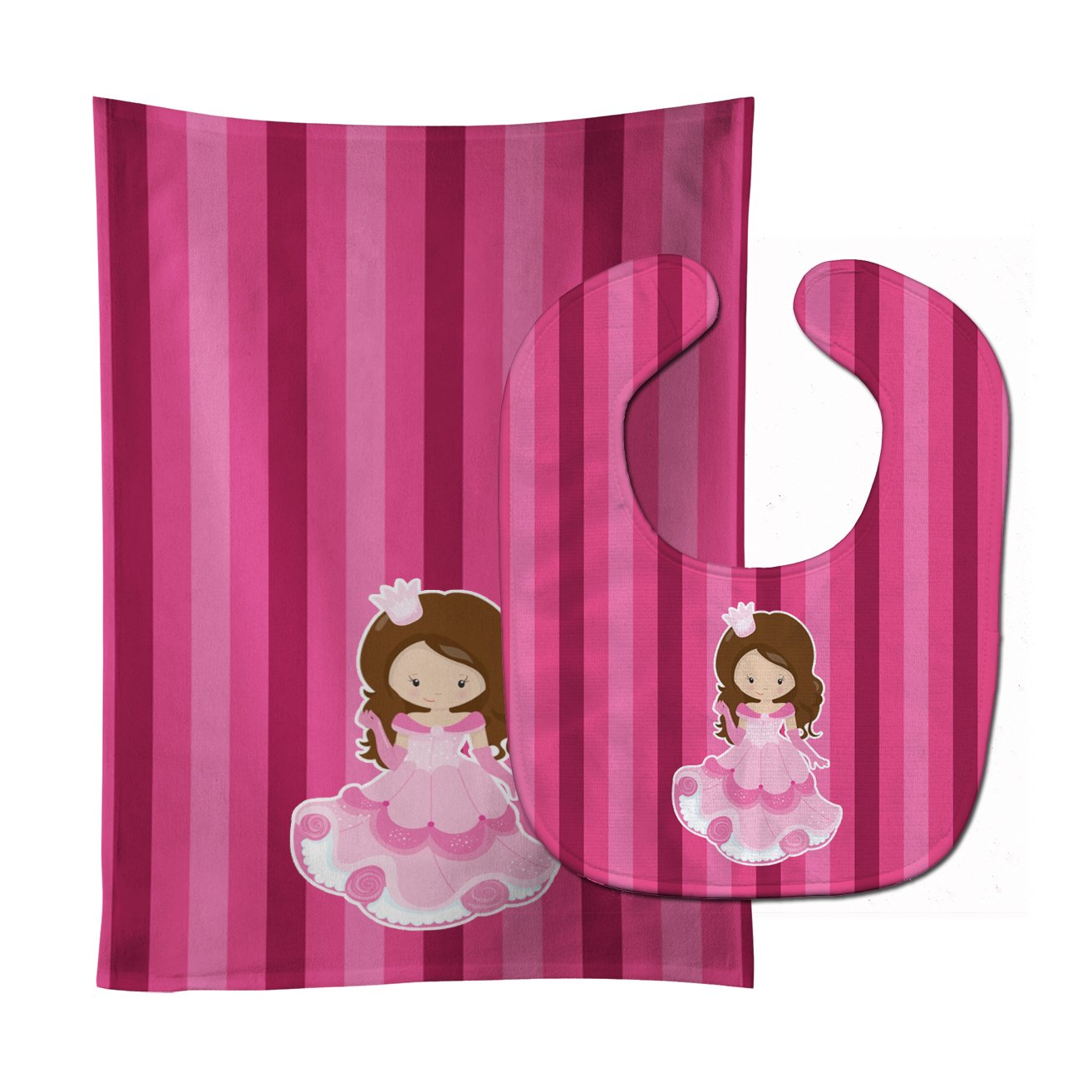 Princess Brunette Baby Bib & Burp Cloth Easy-Clean Baby Bib Baby Feeding Accessory Baby Mealtime Essential