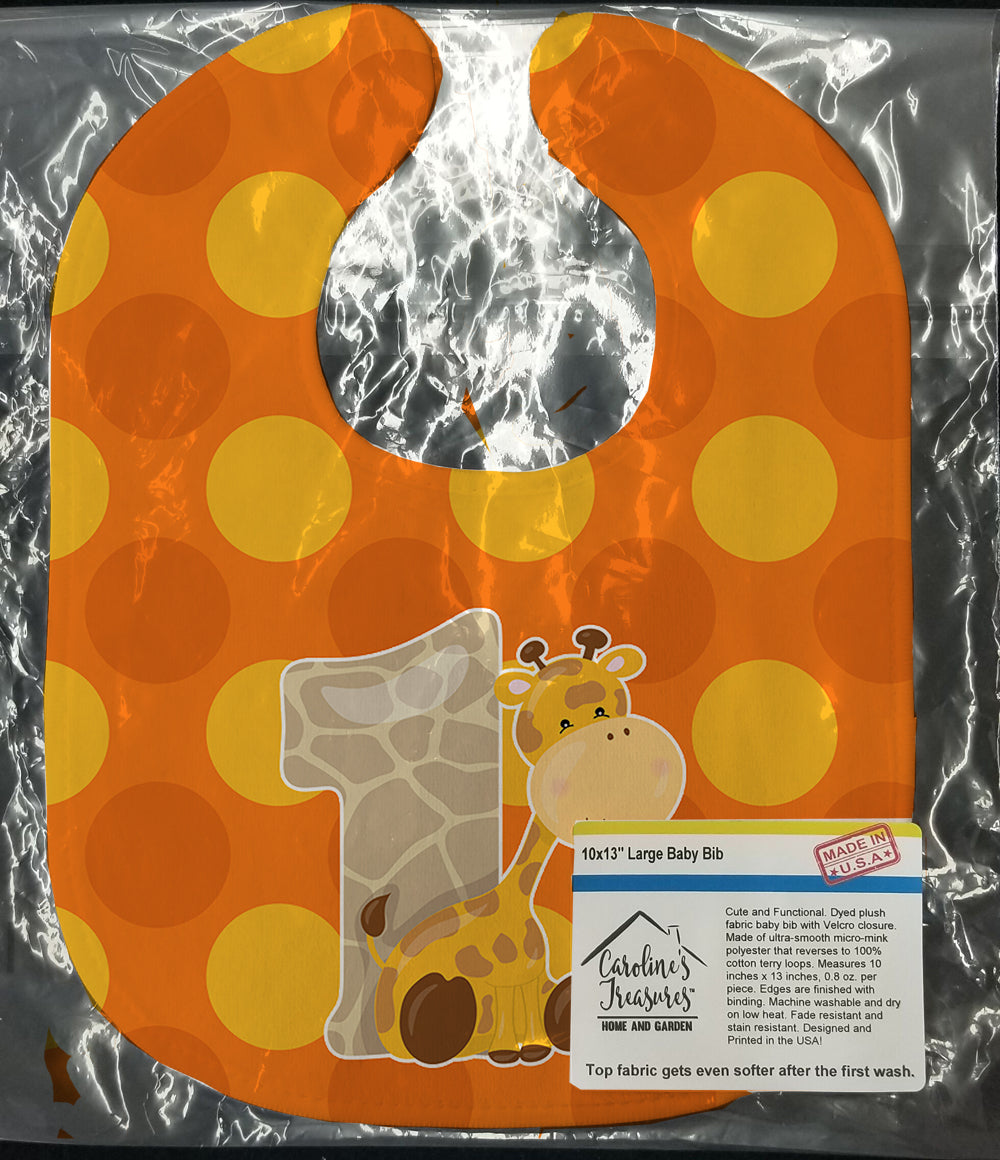 Zoo Month 1 Giraffe Baby Bib Easy-Clean Baby Bib Baby Feeding Accessory Baby Mealtime Essential, 10 x 13, Multicolor