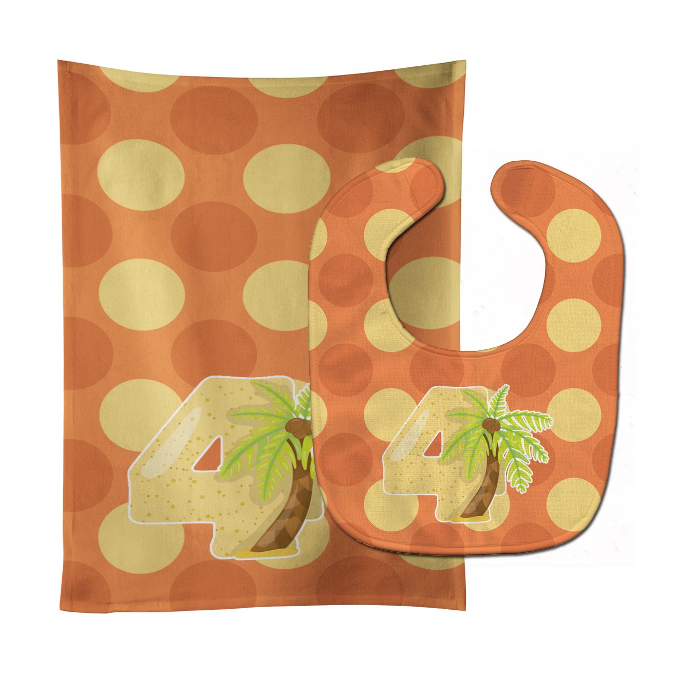 Zoo Month 4 Palm Tree Baby Bib & Burp Cloth Easy-Clean Baby Bib Baby Feeding Accessory Baby Mealtime Essential