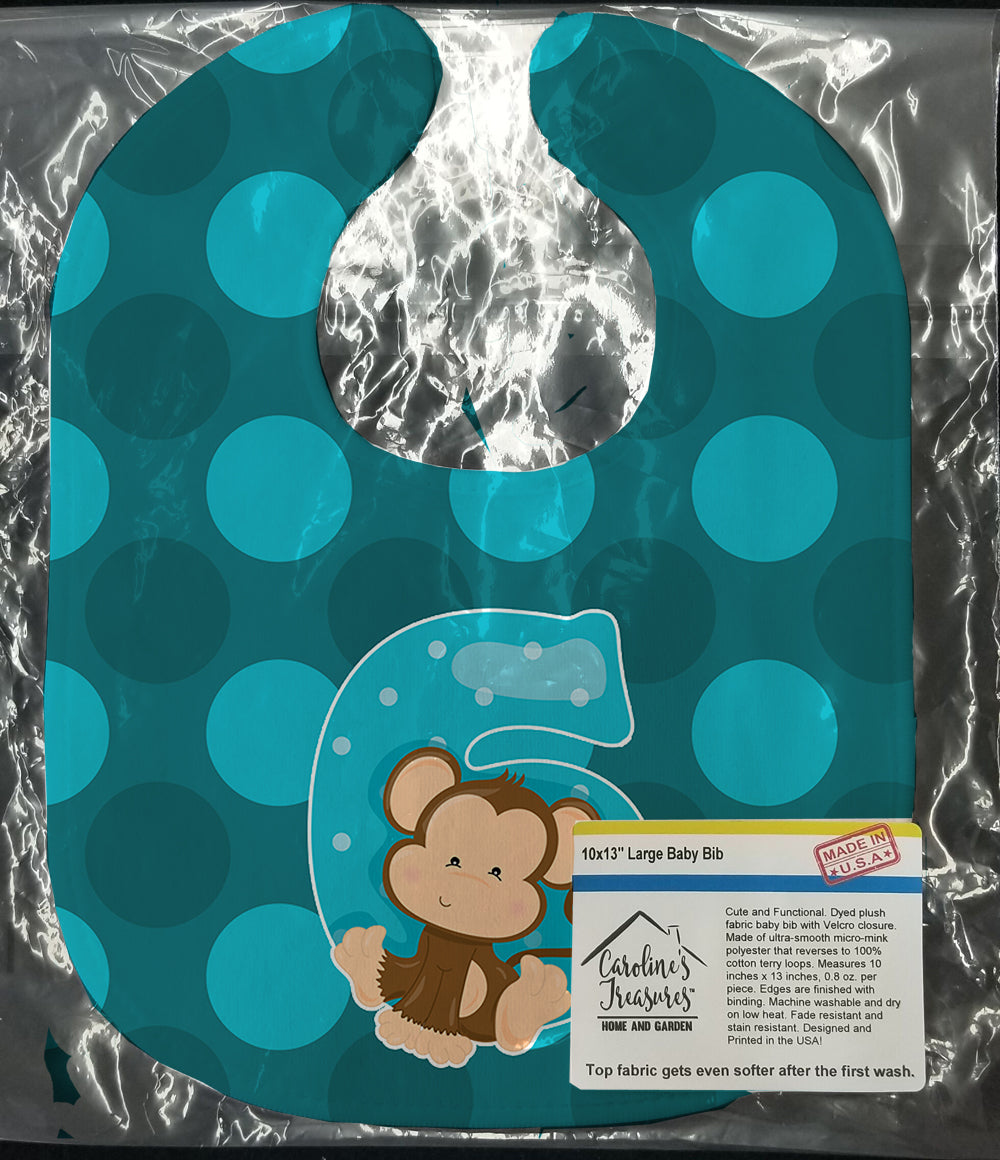 Zoo Month 6 Monkey Baby Bib Easy-Clean Baby Bib Baby Feeding Accessory Baby Mealtime Essential, 10 x 13, Multicolor