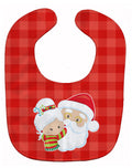 Christmas Santa Claus and Mrs Claus Baby Bib Easy-Clean Baby Bib Baby Feeding Accessory Baby Mealtime Essential, 10 x 13, Multicolor