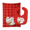 Christmas Santa Claus and Mrs Claus Baby Bib & Burp Cloth Easy-Clean Baby Bib Baby Feeding Accessory Baby Mealtime Essential