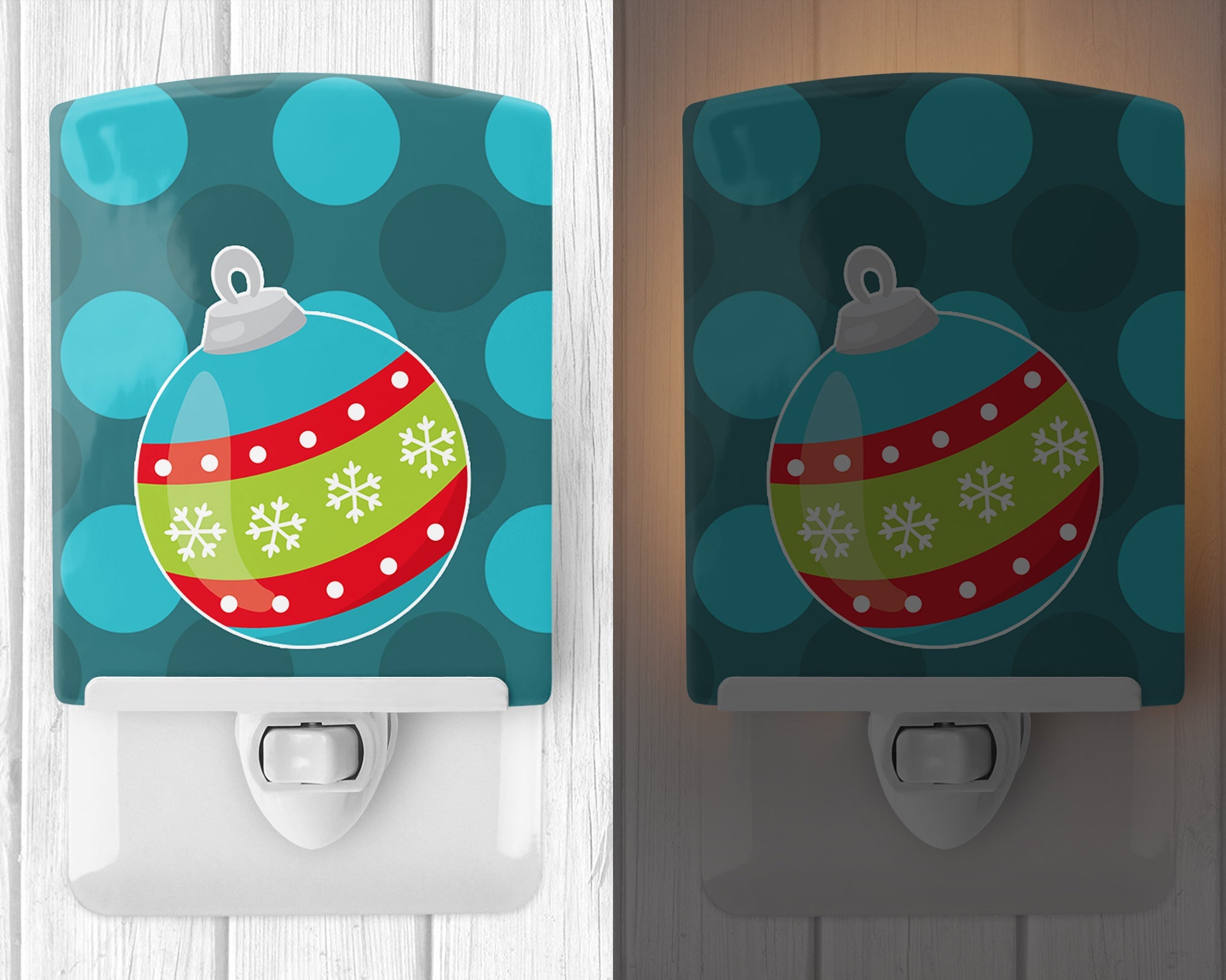 Christmas Ornament Ceramic Night Light Compact, UL-Certified, Ideal for Bedroom, Bathroom, Nursery, Hallway, Kitchen, 6x4x3, Multicolor