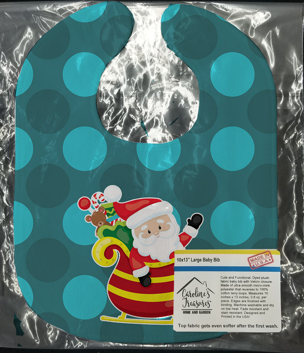 Christmas Santa Claus Sleigh Baby Bib Easy-Clean Baby Bib Baby Feeding Accessory Baby Mealtime Essential, 10 x 13, Multicolor