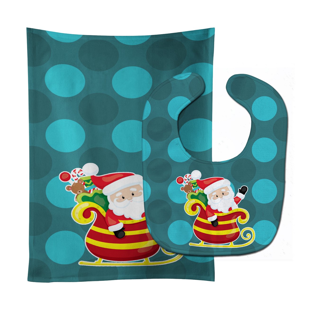 Christmas Santa Claus Sleigh Baby Bib & Burp Cloth Easy-Clean Baby Bib Baby Feeding Accessory Baby Mealtime Essential