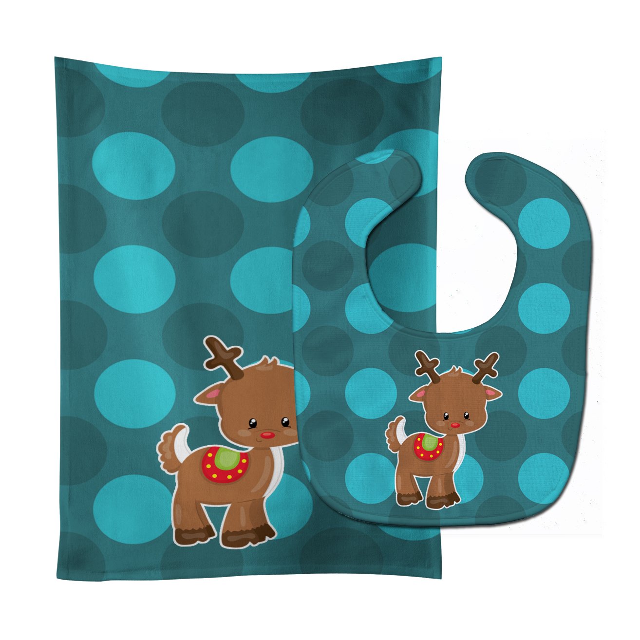 Christmas Reindeer #2 Baby Bib & Burp Cloth Easy-Clean Baby Bib Baby Feeding Accessory Baby Mealtime Essential