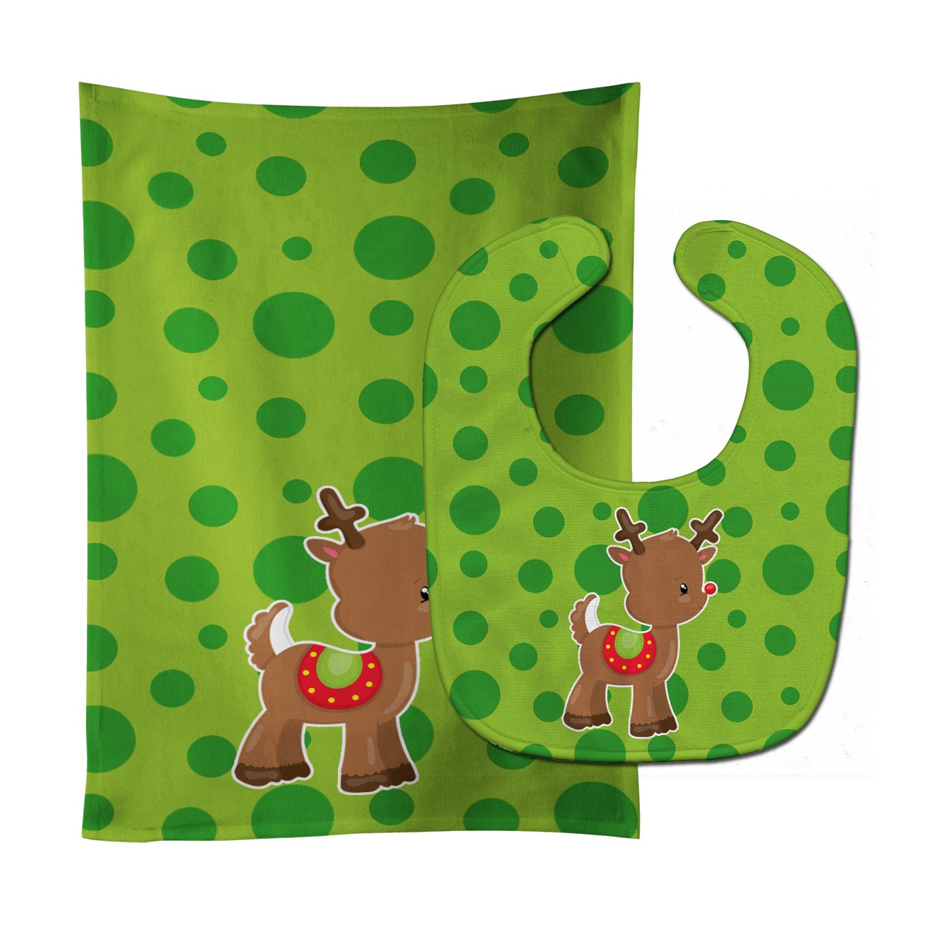 Christmas Reindeer #3 Baby Bib & Burp Cloth Easy-Clean Baby Bib Baby Feeding Accessory Baby Mealtime Essential