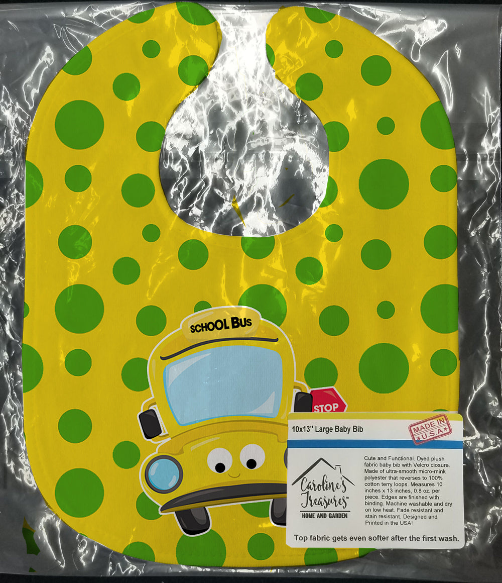Back to School Bus #2 Baby Bib Easy-Clean Baby Bib Baby Feeding Accessory Baby Mealtime Essential, 10 x 13, Multicolor