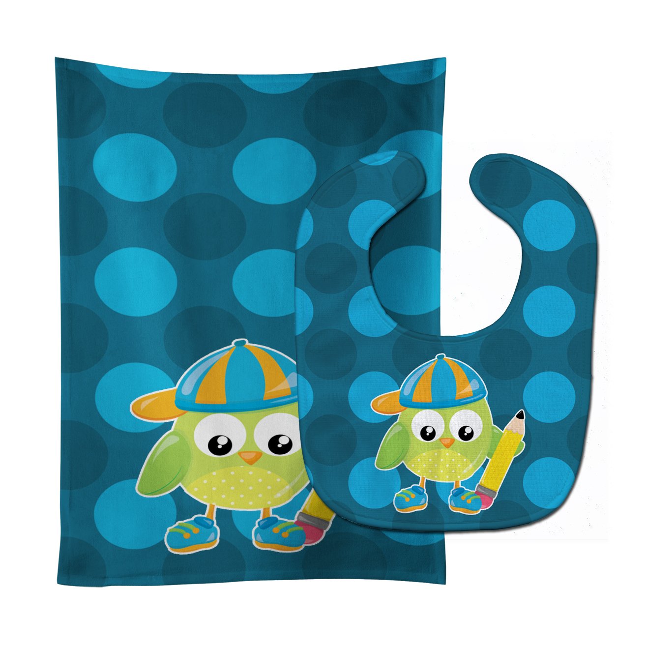 Back to School Boy Bird Baby Bib & Burp Cloth Easy-Clean Baby Bib Baby Feeding Accessory Baby Mealtime Essential