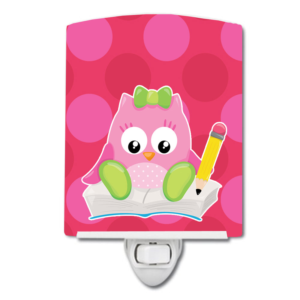 Back to School Girl Bird Ceramic Night Light Compact, UL-Certified, Ideal for Bedroom, Bathroom, Nursery, Hallway, Kitchen, 6x4x3, Multicolor