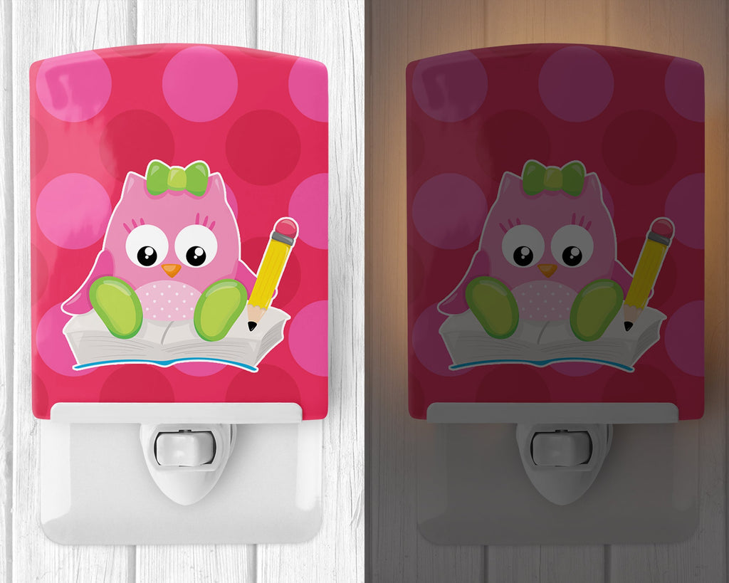 Back to School Girl Bird Ceramic Night Light Compact, UL-Certified, Ideal for Bedroom, Bathroom, Nursery, Hallway, Kitchen, 6x4x3, Multicolor