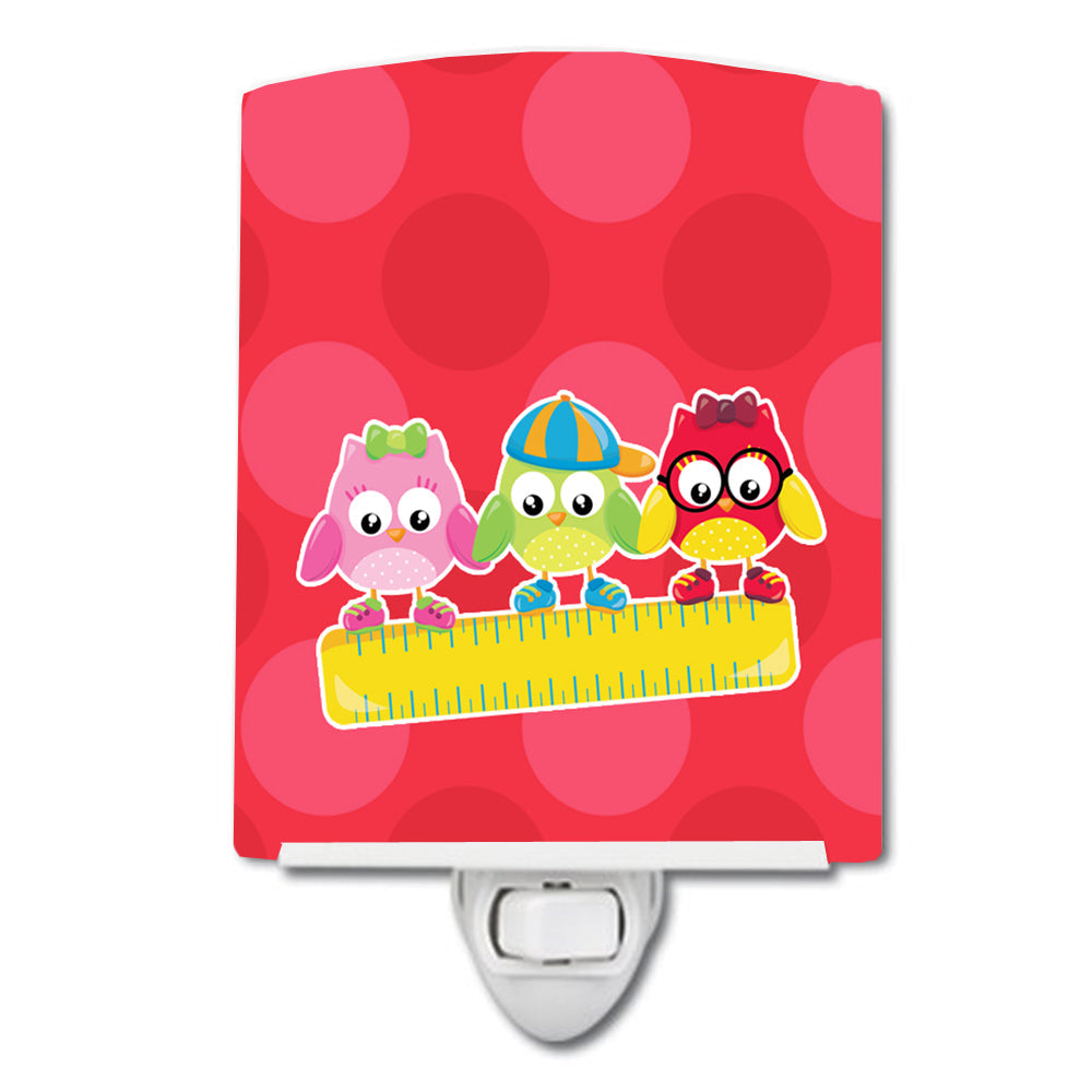 Back to School Birds Ceramic Night Light Compact, UL-Certified, Ideal for Bedroom, Bathroom, Nursery, Hallway, Kitchen, 6x4x3, Multicolor