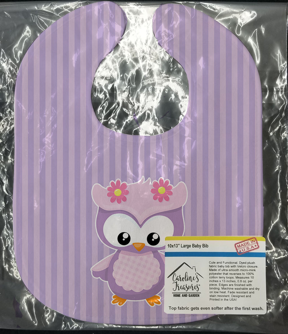 Girl Bird on Purple Baby Bib Easy-Clean Baby Bib Baby Feeding Accessory Baby Mealtime Essential, 10 x 13, Multicolor