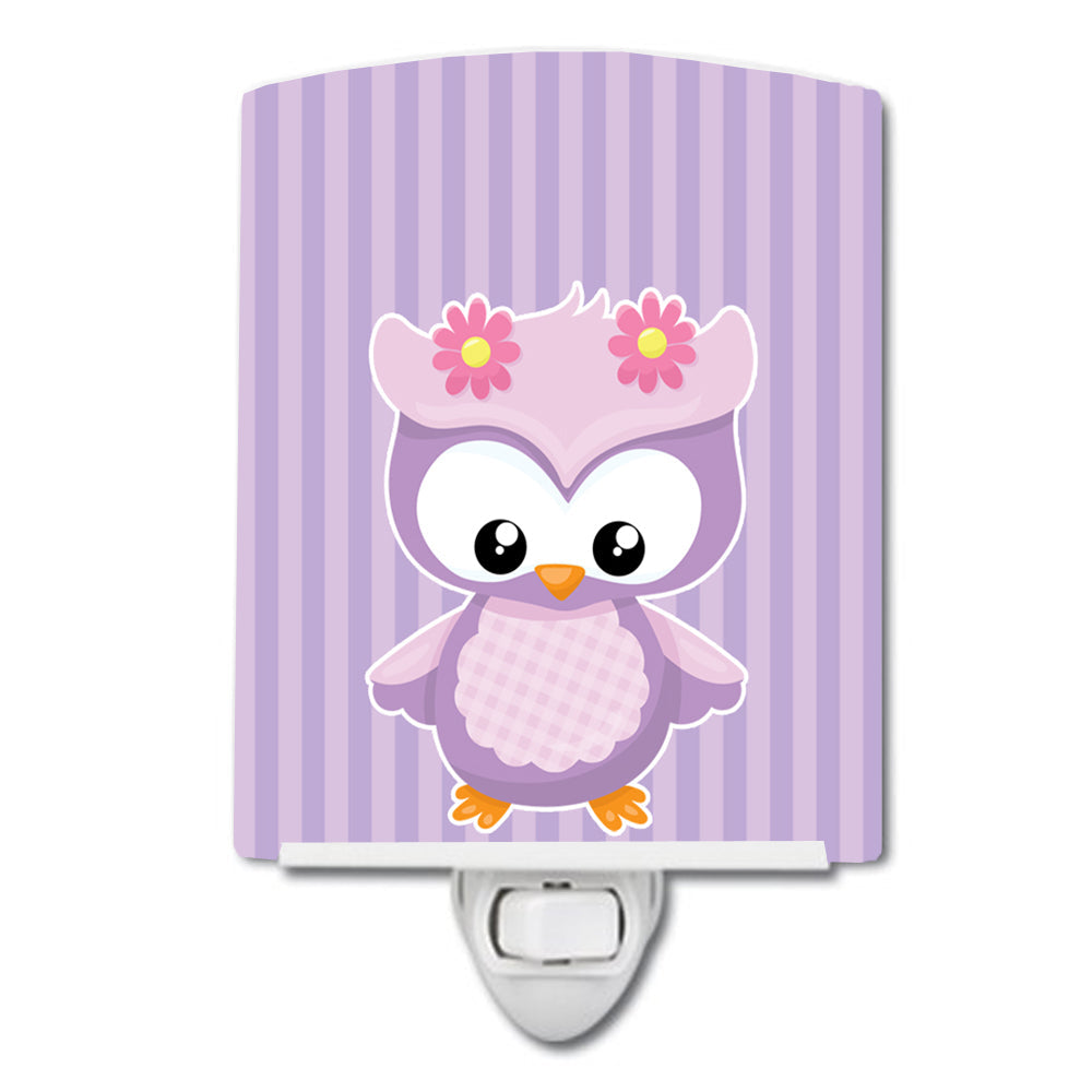 Girl Bird on Purple Ceramic Night Light Compact, UL-Certified, Ideal for Bedroom, Bathroom, Nursery, Hallway, Kitchen, 6x4x3, Multicolor