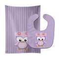 Girl Bird on Purple Baby Bib & Burp Cloth Easy-Clean Baby Bib Baby Feeding Accessory Baby Mealtime Essential