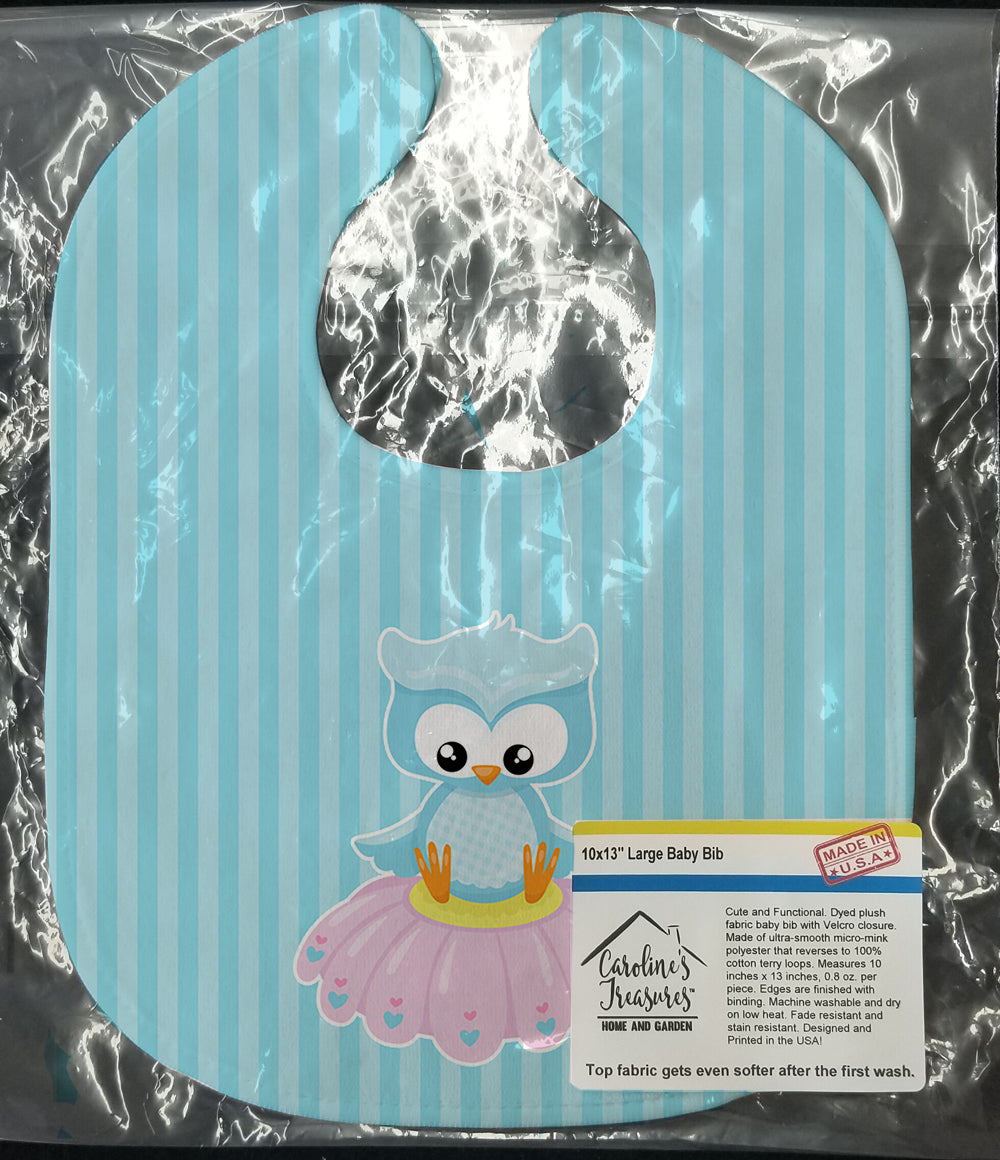 Girl Bird on Blue Baby Bib Easy-Clean Baby Bib Baby Feeding Accessory Baby Mealtime Essential, 10 x 13, Multicolor