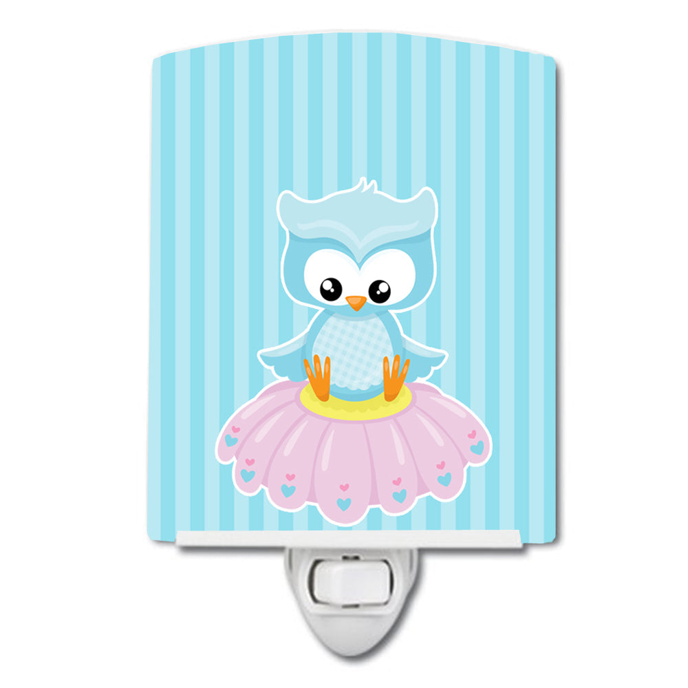 Girl Bird on Blue Ceramic Night Light Compact, UL-Certified, Ideal for Bedroom, Bathroom, Nursery, Hallway, Kitchen, 6x4x3, Multicolor