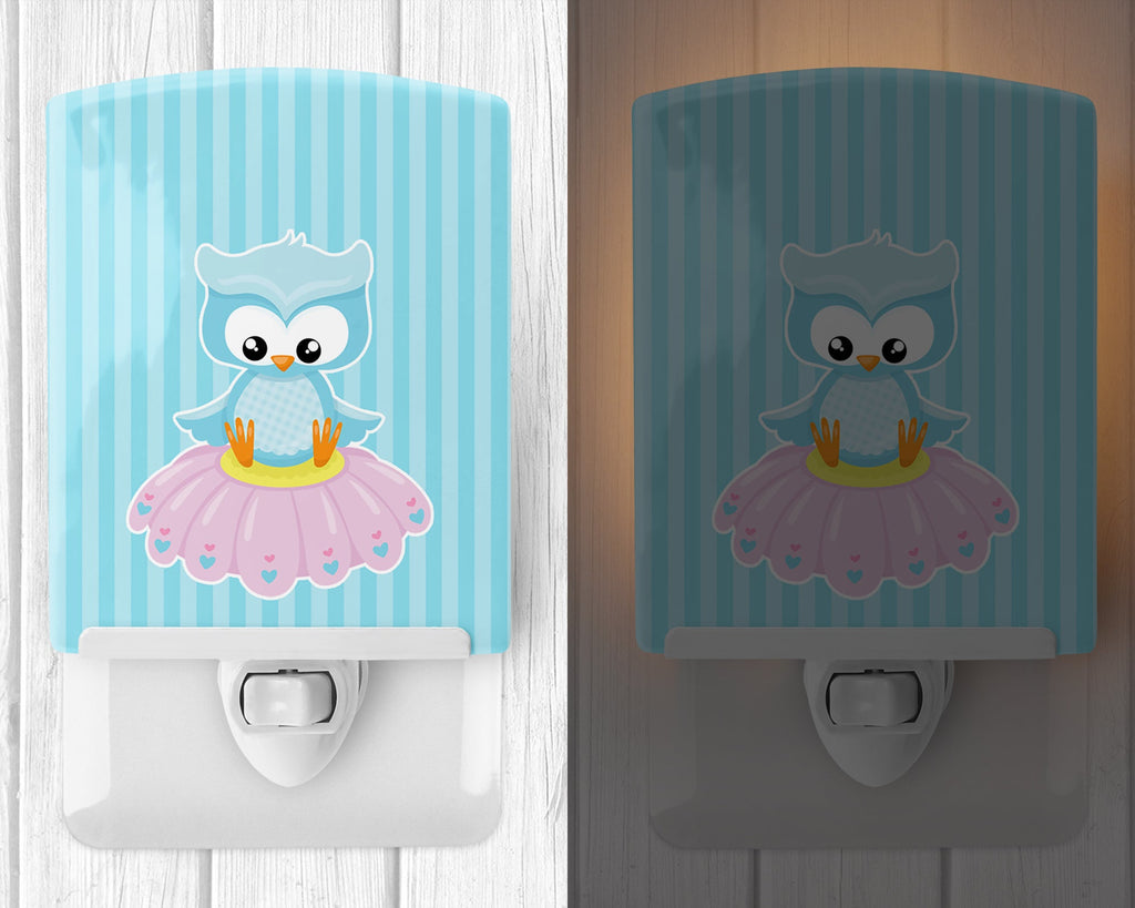 Girl Bird on Blue Ceramic Night Light Compact, UL-Certified, Ideal for Bedroom, Bathroom, Nursery, Hallway, Kitchen, 6x4x3, Multicolor