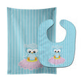Girl Bird on Blue Baby Bib & Burp Cloth Easy-Clean Baby Bib Baby Feeding Accessory Baby Mealtime Essential